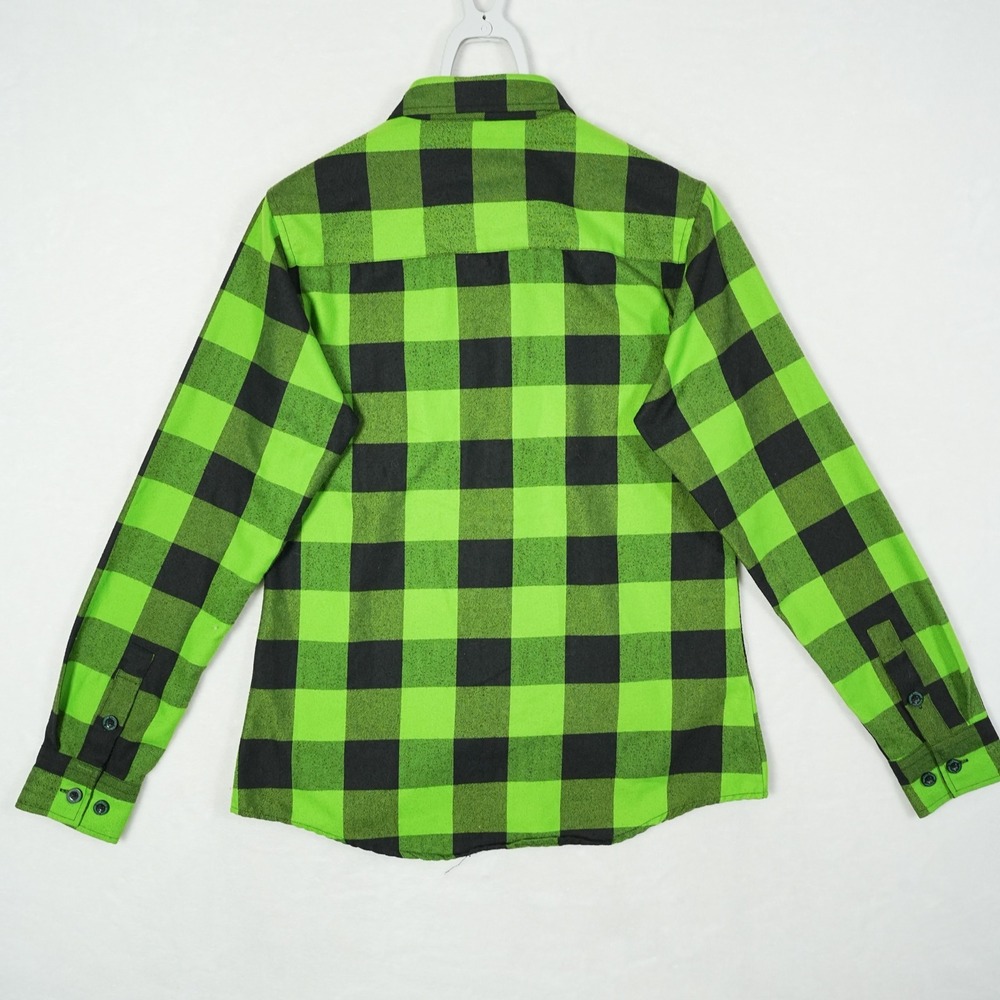 Dixxon Flannel Co Gang Green Buffalo Plaid Button Up Shirt Womens Medium Neon - Picture 4 of 8